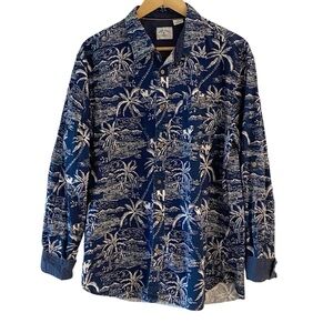 Rebel James & Charli Hawaiian Shirt Button Down Blue Tropical Palm Trees Size XL